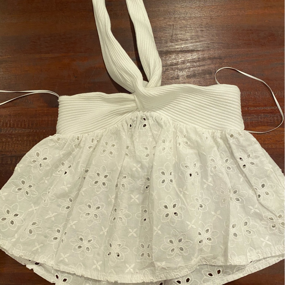 Embroidered Eyelet Ruffle Top
